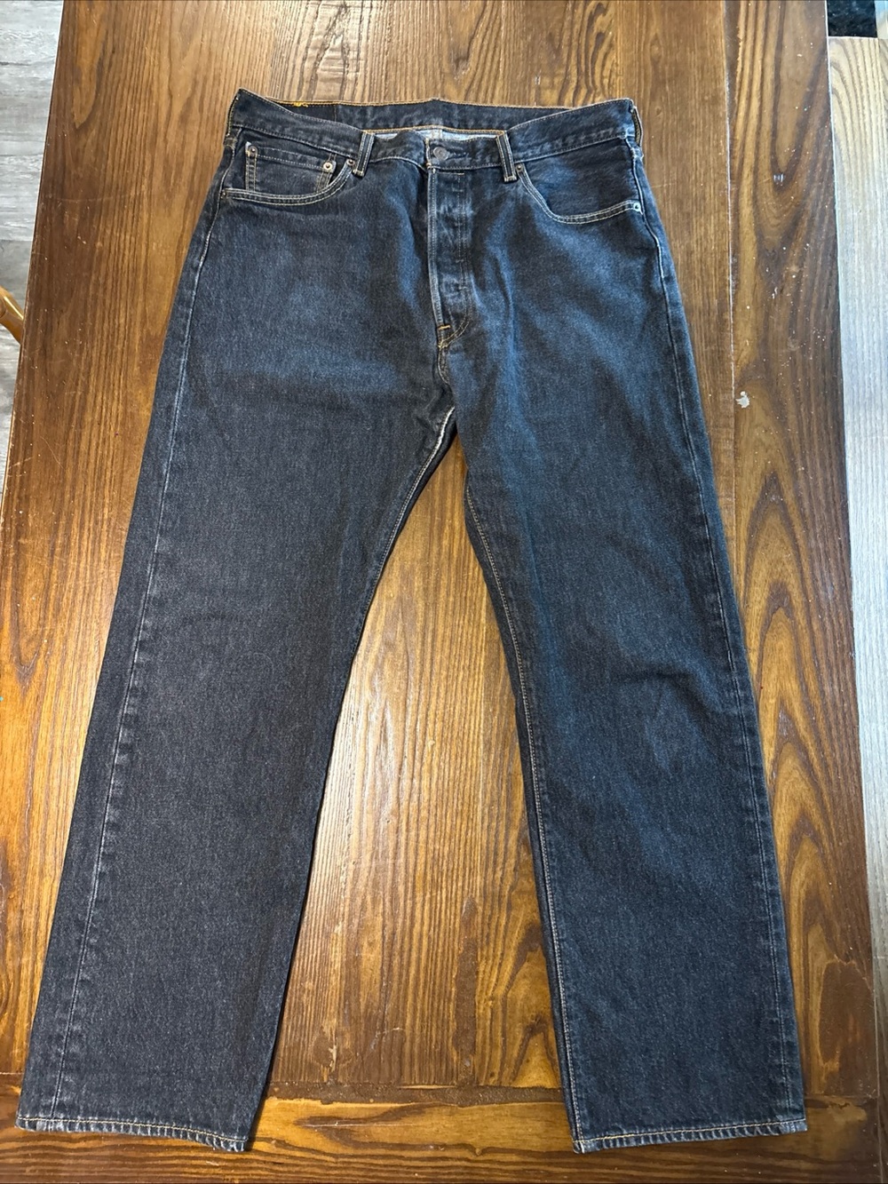 Levi’s 501 Men’s Jeans W36 L30 Actual Faded Black Button Fly Straight Leg